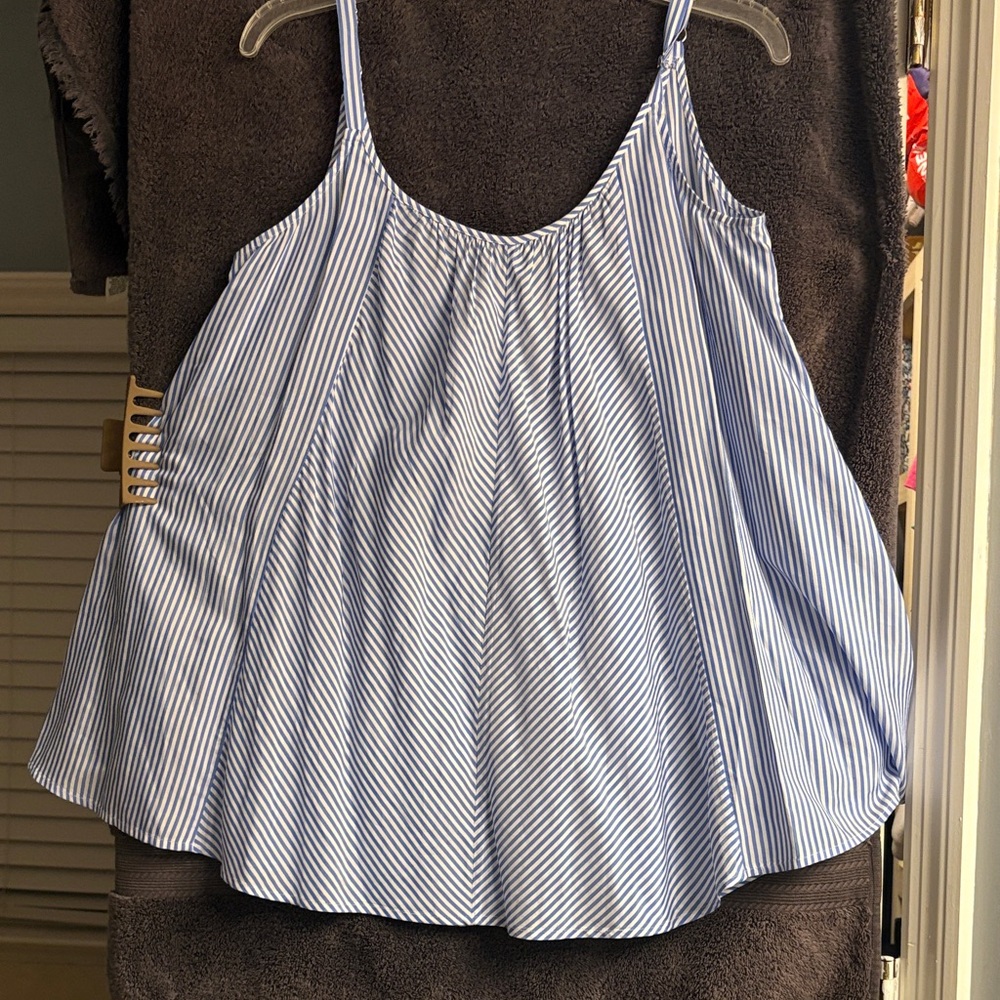 Tommy Bahama Blue and White Striped Flowy Spaghetti Strap Tank